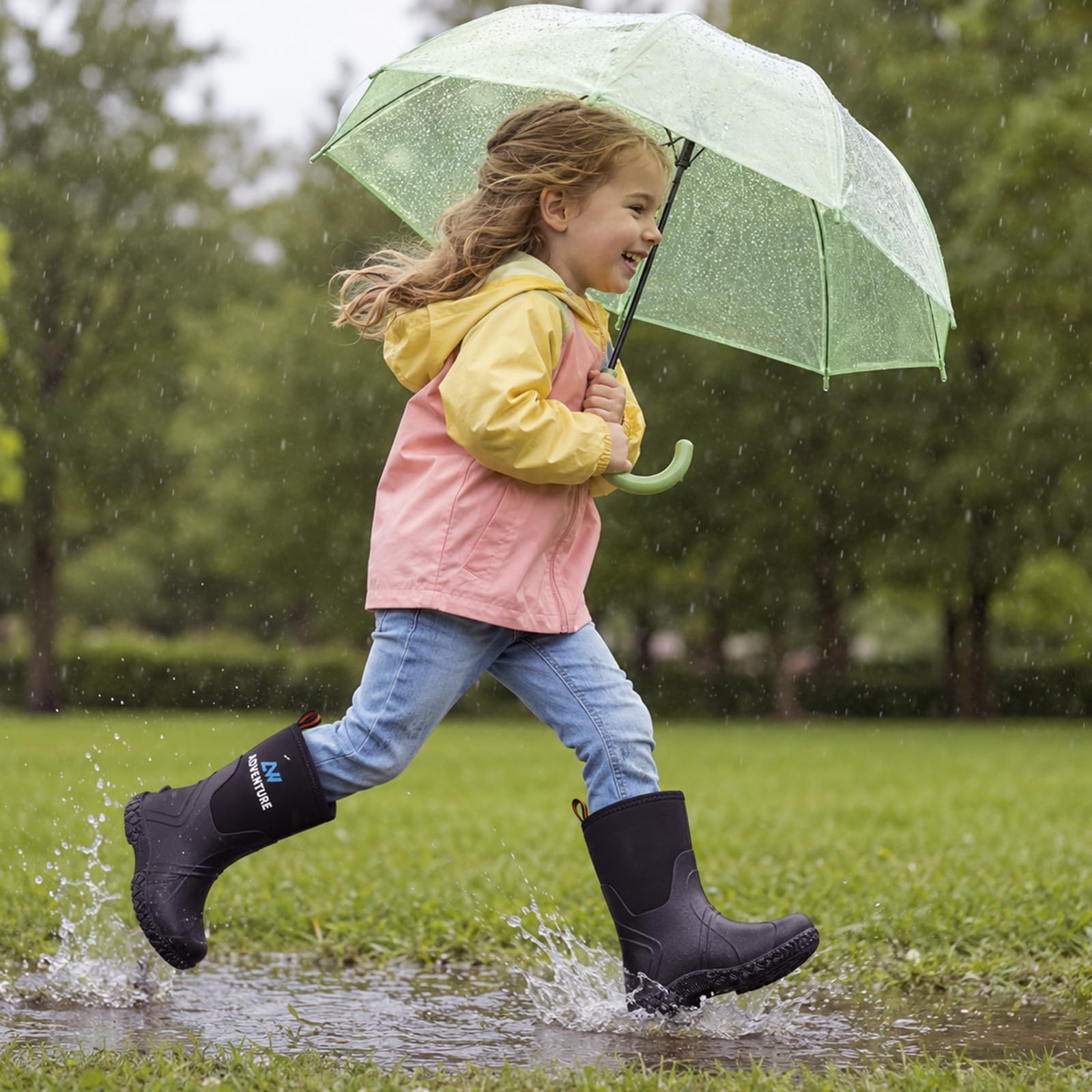 Stivali Pioggia Bambino, Stivaletti Gomma Impermeabile Antiscivolo, Leggeri | Stivaletti Bambina Scarpe Bambini da Acqua, Suola Aderente, Altezza Polpaccio, Calzature per Esterno, Facili da Pulire