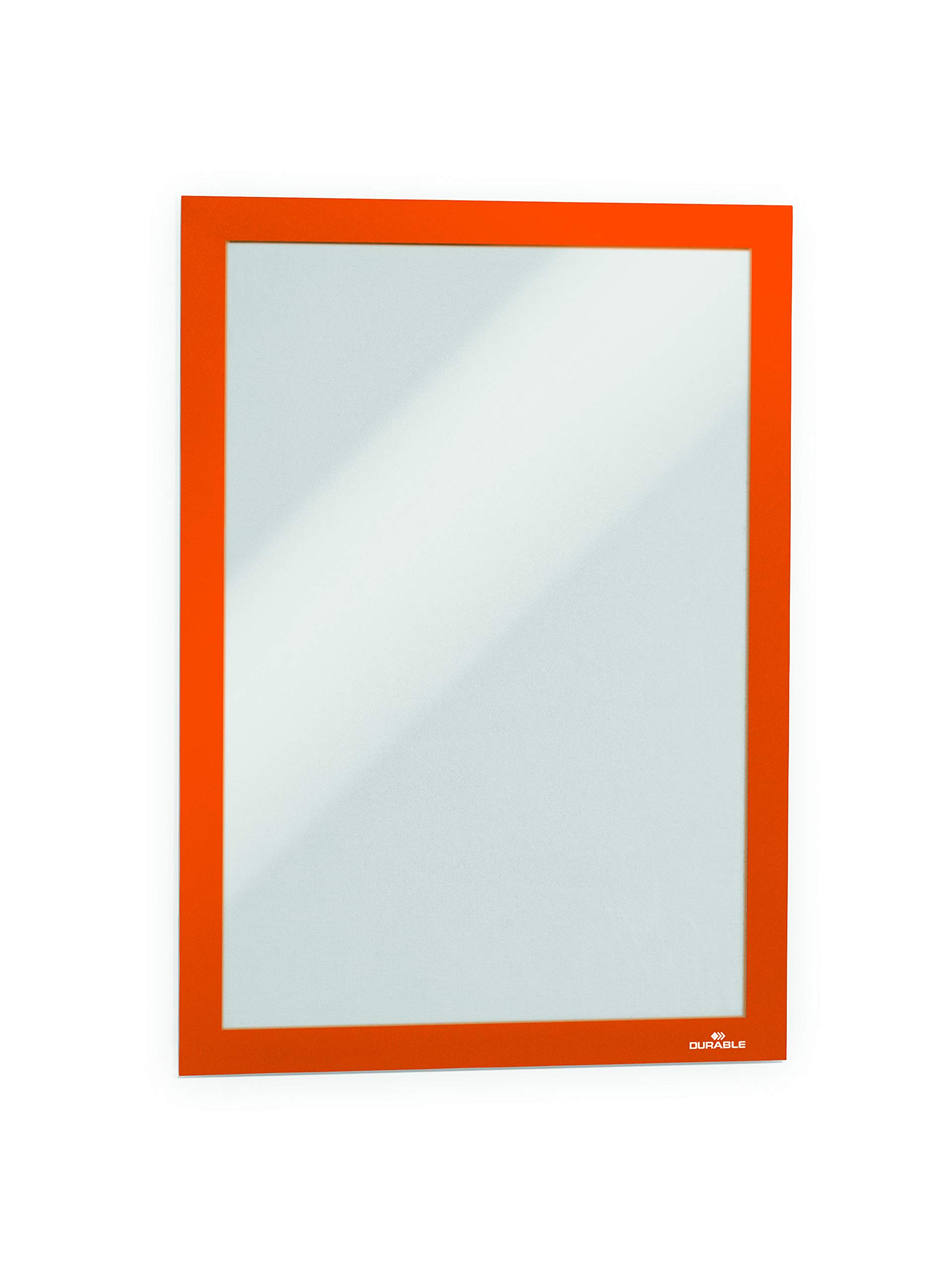 Durable 487209 DIN A4 DURAFRAME Self-Adhesive Magnetic Frame Pack of 2 Document For Professional Internal Signage Attachment, Orange