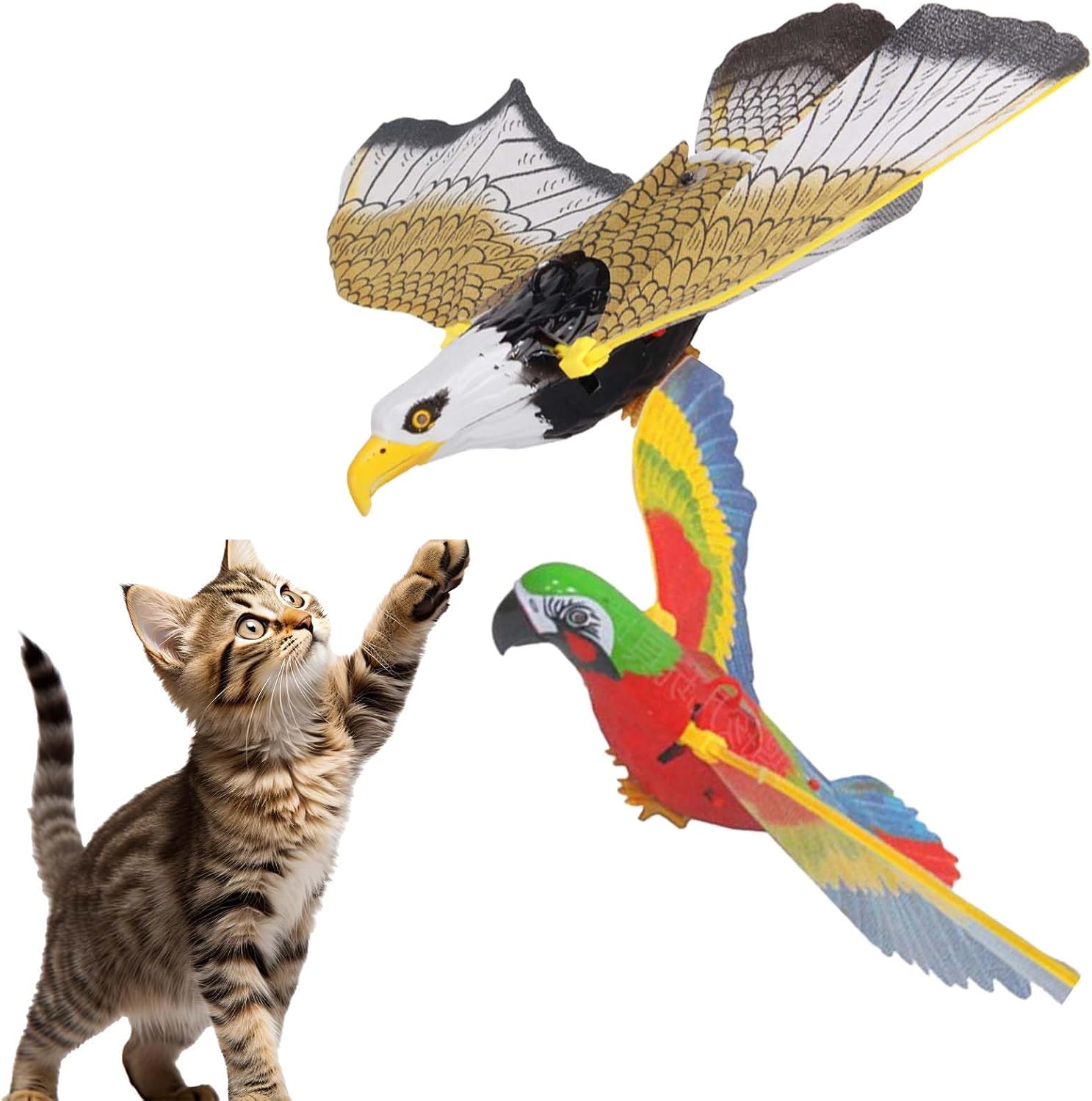 cakokio Flying Bird Cat Toy with Lights and Sound, 2024 New