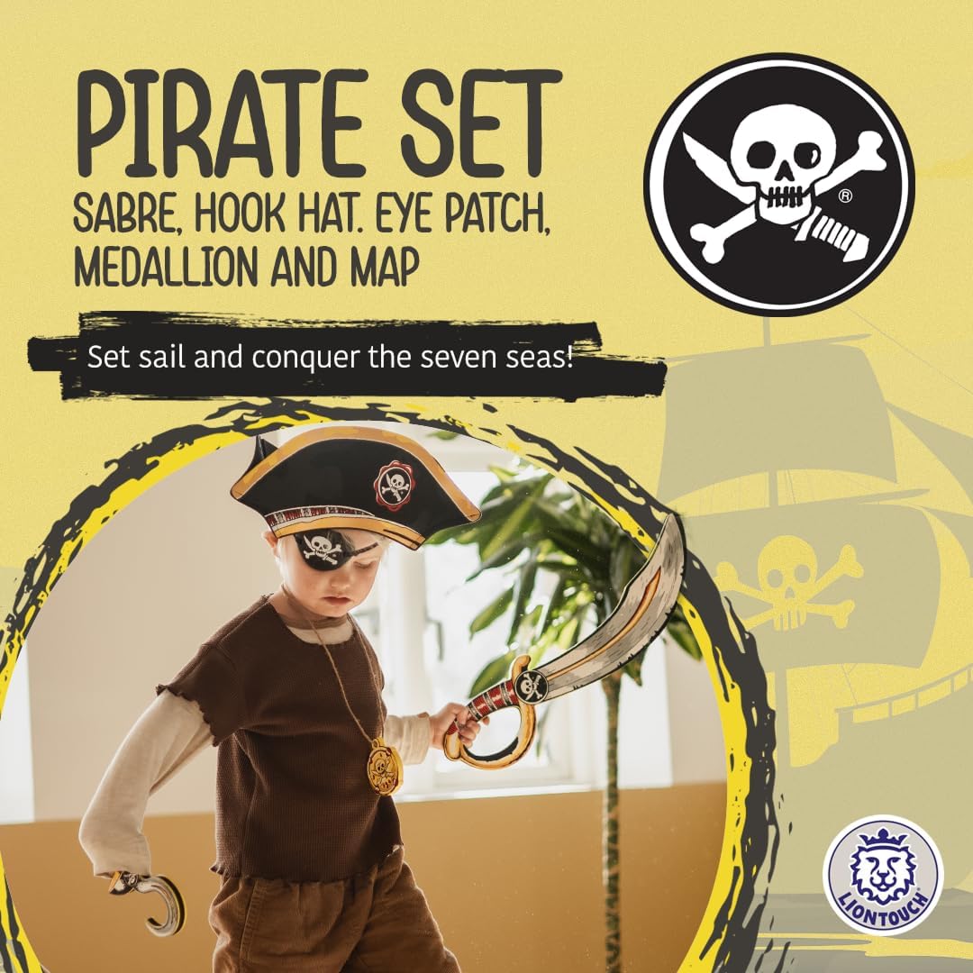 Liontouch - Pirate Play Set with Saber, Hook, Hat, Eyepatch, Medallion & Map - 3+ Years | Pretend Play Accessories for Toddlers & Kids Ready to Sail The Caribbeans | Made of Durable & Safe Foam