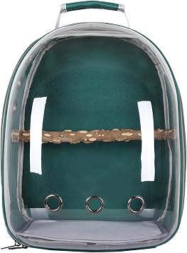 Gralara Bird Backpack Carrier for Parrots with Window for Small and Medium Birds, Green