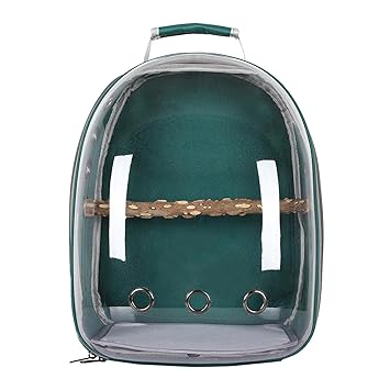 Meri SHOPP Bird Carrier Cage Shoulder Bag Pet Parrot Travel Clear Backpack Green