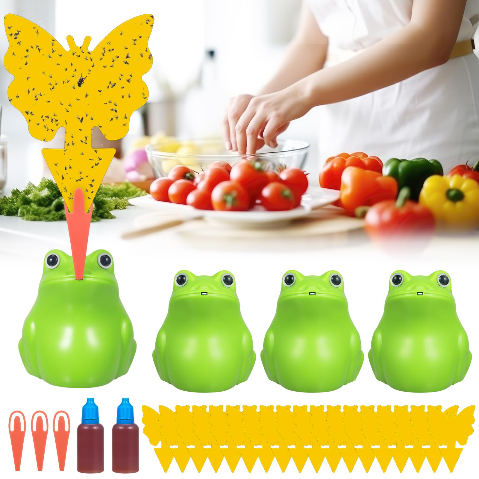 Amazon.com : 4 Pack Fruit Fly Trap with 2 Baits & 20 Sticky Pads ...