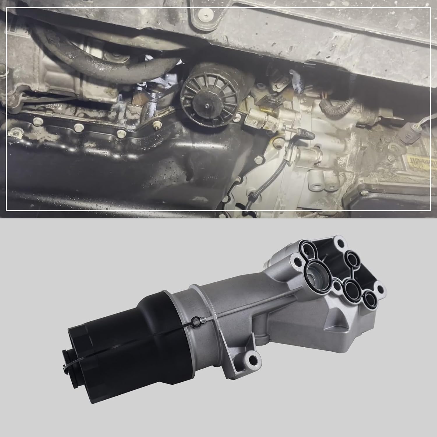 Upgraded Aluminum Oil Filter Base Housing Assembly 2.5L Compatible with AUDI TT RS Quattro 2012-2013, VW Beetle Beetle Golf Jetta Rabbit Passat 2006-2014, Replace# 07K115397A