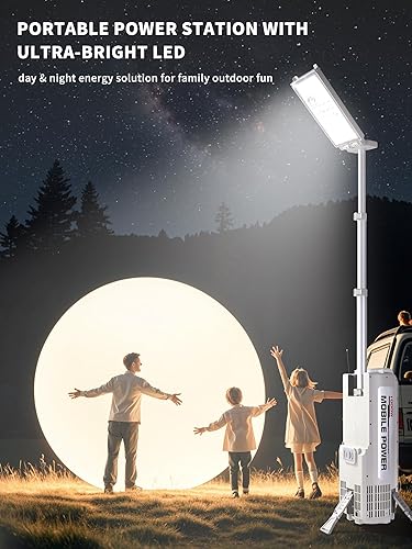 Miniatura 3 de Estación de energía portátil con luz de campamento ajustable, estación de energía de batería LiFePO4 de 1000 Wh, generador solar para respaldo del