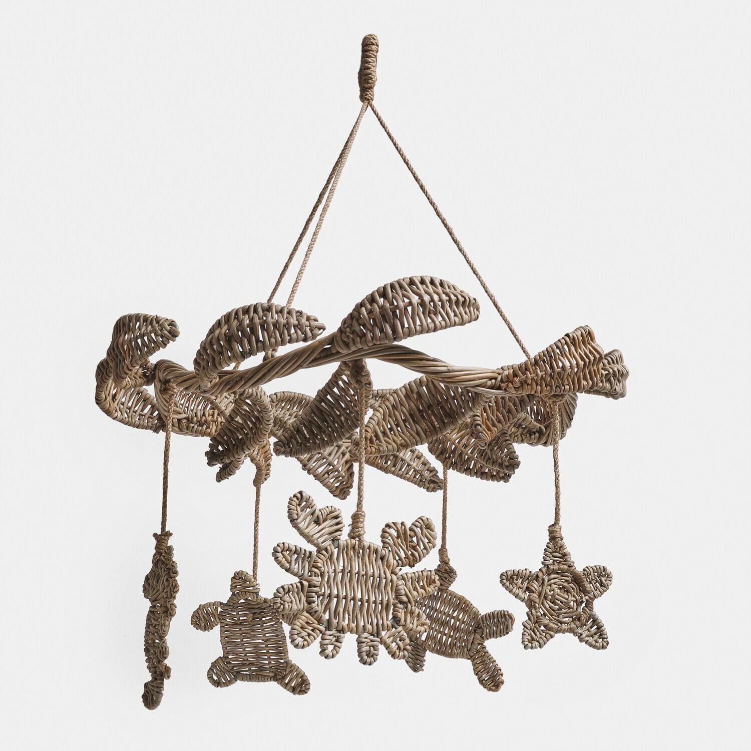 Loberon Mobile Étoille - Handgeflochten - Maritime Figuren - Natürlicher Charme - Spielaccessoire - Rattan - Eisendraht - Jute, braun | Handgeflochten - Maritime Figuren - Natürlicher Charme - Spielaccessoire - Rattan - Eisendraht - Jute