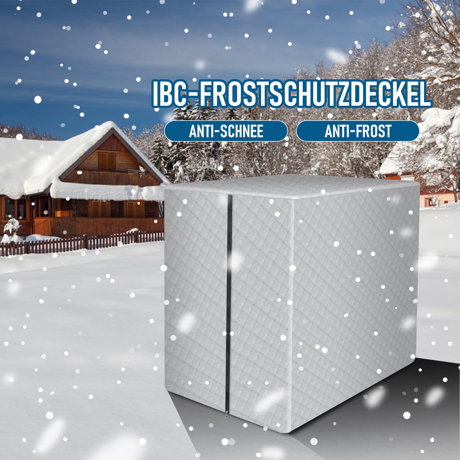 IBC Tank Silber-Schutzhülle mit Baumwolle, Abdeckung mit Reißverschluss, 1000L Wassertank Abdeckplane Frostschutz Sonnenschutz Wärmedämmung, IBC Tonnenfass Zubehör, IBC Container Cover