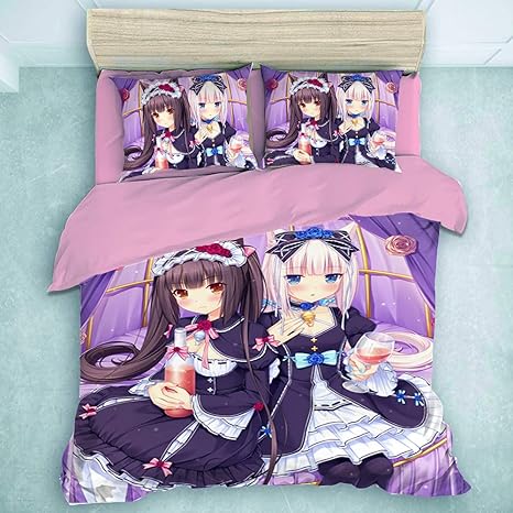 Amazon 布団カバー セクシーな大人のアニメ寝具セットセクシーなロリータビューティーパープル羽毛布団カバー ソフト肌に優しいシングル 150x210cm 枕カバー付き子供10代の大人のための快適な寝具セット 寝具カバーセット オンライン通販