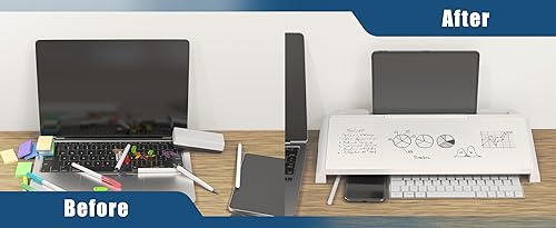 Miniatura 4 de Simple Houseware Pizarra blanca de borrado en seco, soporte para teclado de computadora con cajón, organizadores de escritorio para oficina, hogar,