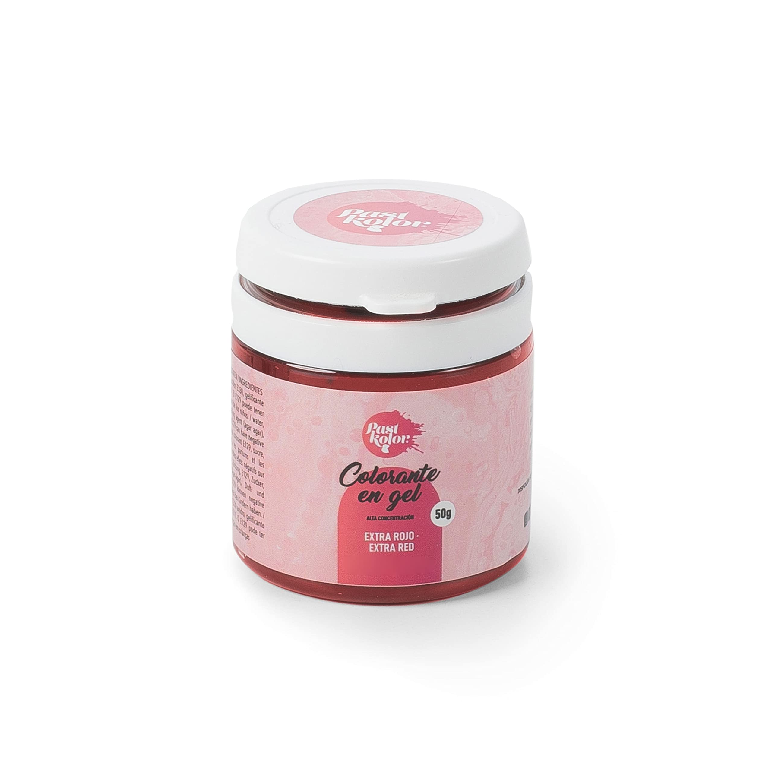 Past Kolor - Colorante Alimentario en Gel - Colorante de Alta Concentración y Pigmento de Calidad - Ideal para Repostería - 50G (EXTRA ROJO)