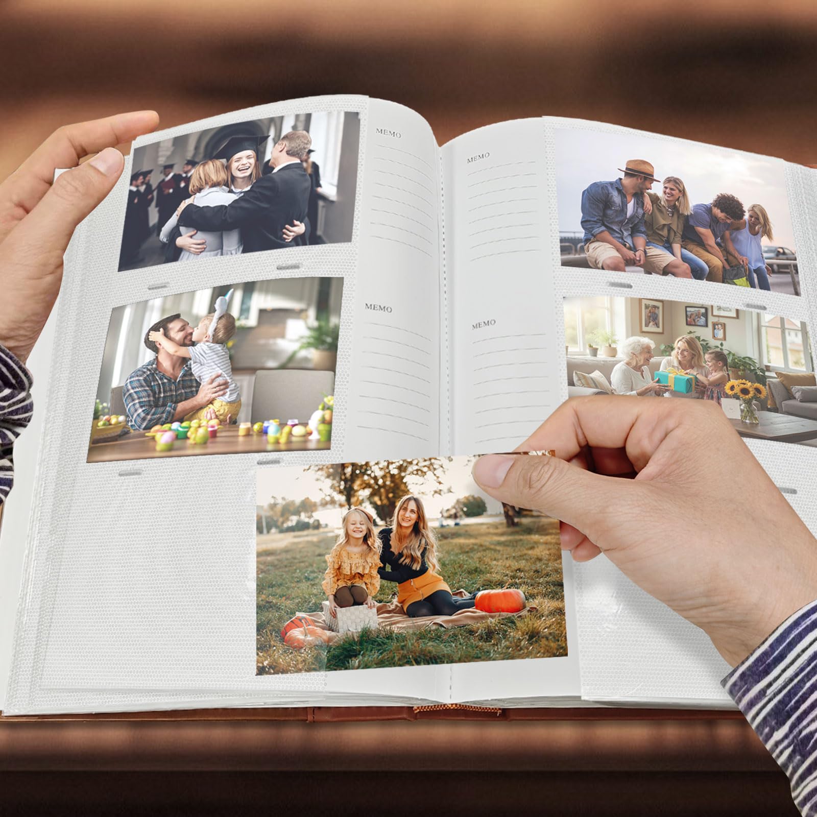 Álbum de fotos de caza de 4 x 6 pulgadas: 300 bolsillos deslizantes, gran capacidad, cubierta de piel sintética, álbum de fotos con espacio para escribir, para viajes, familia, boda, niños, graduación