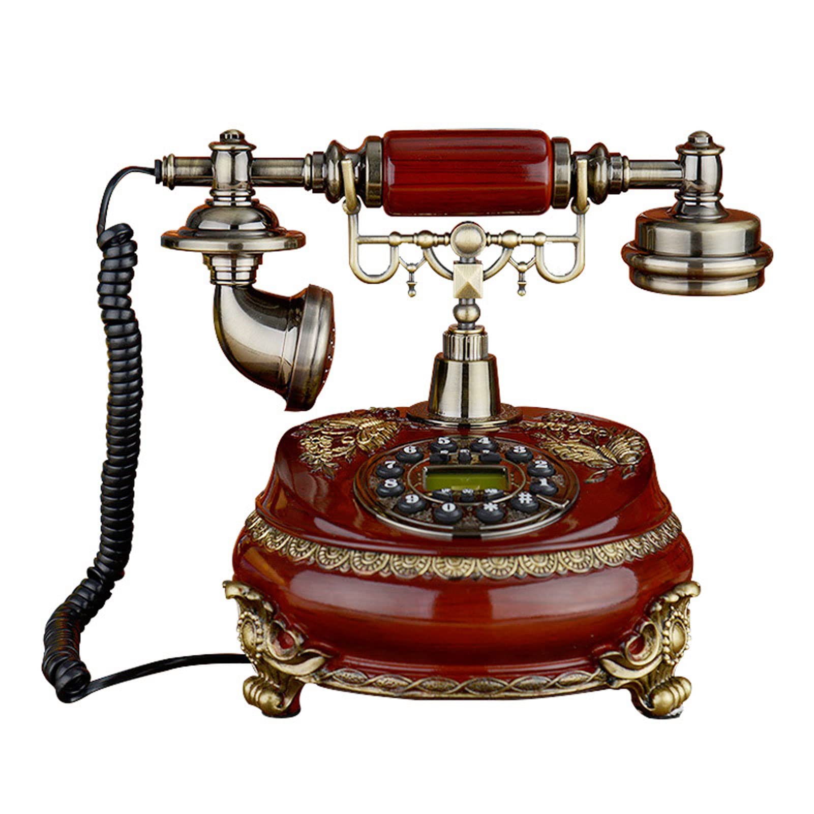 Teléfono Fijo Retro Vintage - Pantalla LCD para la identificación de Llamadas, teléfono de sobremesa con Cable Antiguo para la decoración del hogar y la Oficina del Hotel