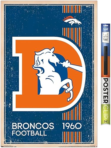 Miniatura 13 de Trends International NFL Denver Broncos - Póster de pared con logotipo retro 14, 19 pulgadas de largo x 13 W, versión premium sin marco Versión