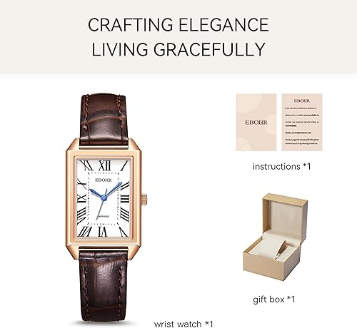 Miniatura 9 de Reloj clásico de cuarzo para mujer, elegante y resistente, con correa de piel de vacuno, perfecto para cualquier ocasión