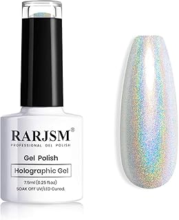 RARJSM Holographic Nail Polish Set Silver Glitter Nail Polish 1PCS 7.5ML Metallic Gel Polish UV/LED Lamp Curved for Salon ...