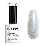 RARJSM Holographic Nail Polish Set Silver Glitter 1PCS 7.5ML Metallic Gel Polish UV/LED Lamp Curved for Salon Nail Art Gift