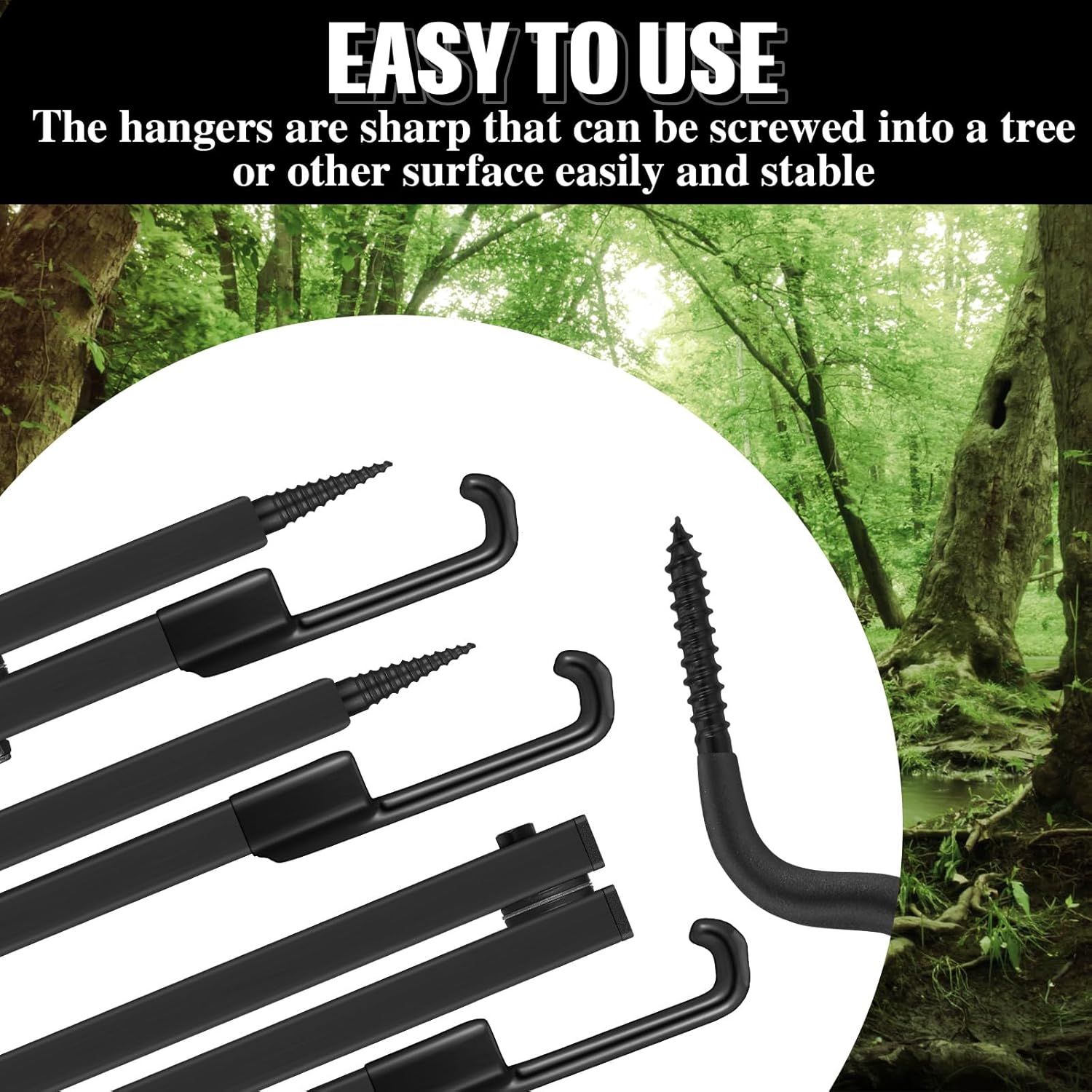 12 Pcs Tree Stand Bow Hanger Set Include 3 Pcs Folding Bow Hanger and 9 Pack Bow Accessory Hook Holder, Tree Stand Bow Fall Hunting Accessories for Outdoors Hunting Sports Supplies, Black