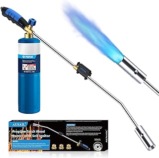 Weed Torch Propane Burner, Blow Torch Weed Burner, Flamethrower with 32" Long Arm and Ergonomic Anti-slip Rubber Handle for Weeding, BBQ, Charcoal Starter(Fuel Cylinder Not Included)