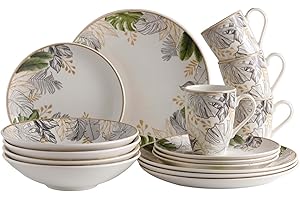 Corona Dinnerware Set 16-Pieces Earthenware, Natural