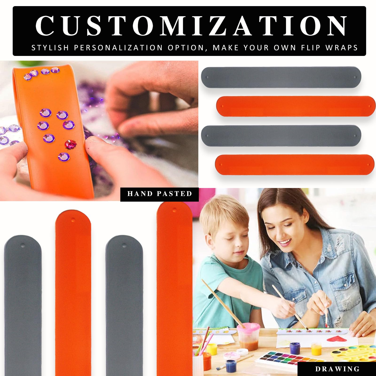 2 Packungen Silikon-Aufbewahrungsband für Backmatten, Flip-Wraps, Geschenkpapierhalter, Posterhalter, Papierrollenhalter, Stabilisator, Slap Bands zur Aufbewahrung