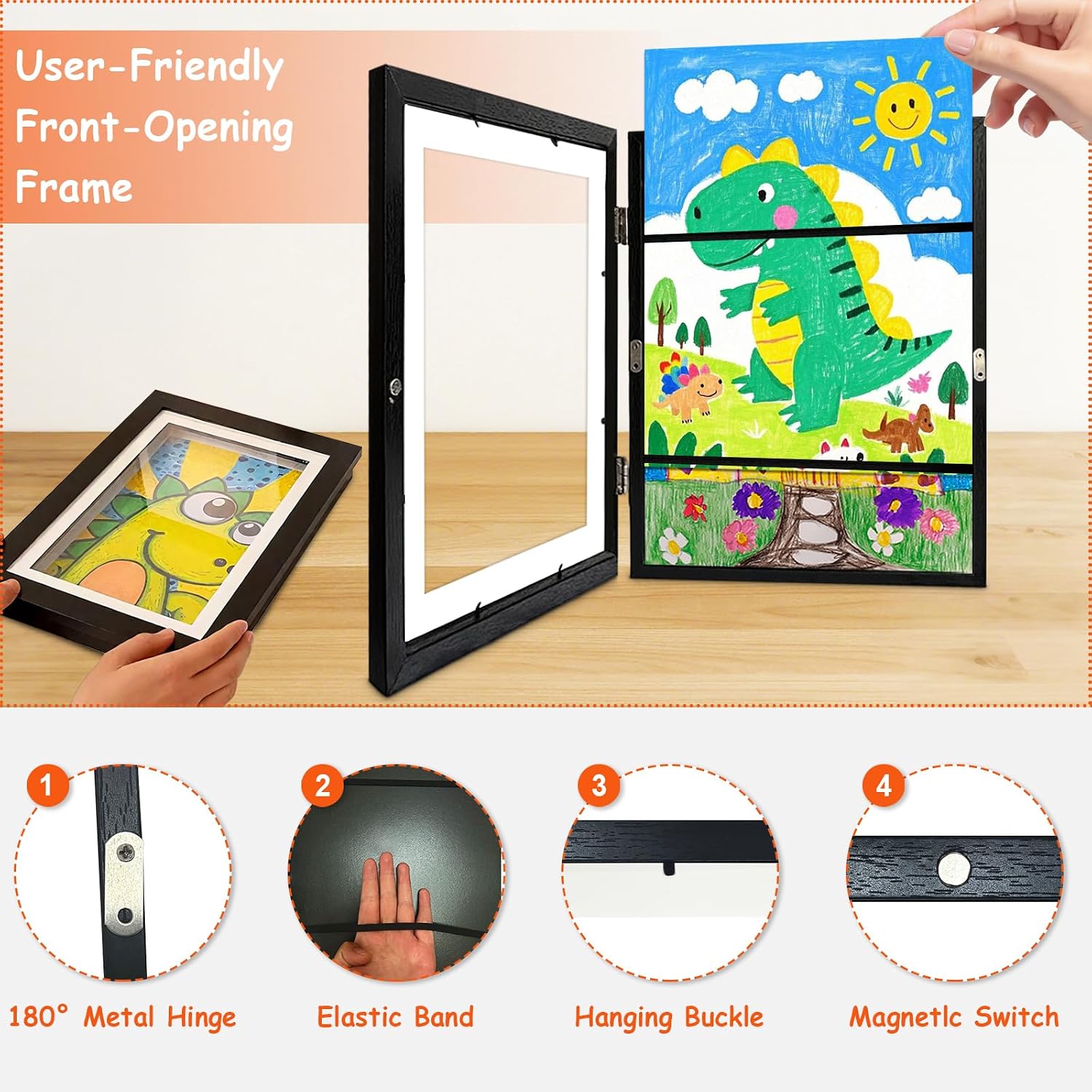 Kids Art Frame & Artwork Display - 8.5x11 Changeable Display Holds 150 Pcs