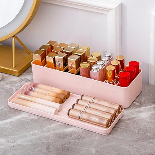 Miniatura 8 de Tahaje Paquete de 2 cajas organizadoras de cables con 8 compartimentos, caja de almacenamiento de plástico para escritorio, artículos de papelería,