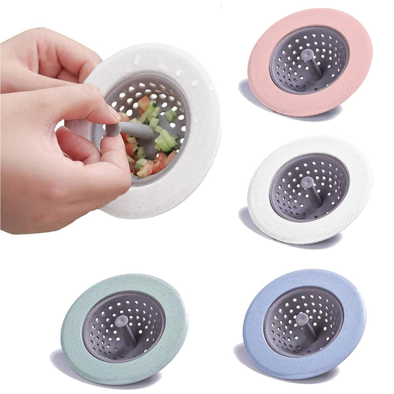 4 Pcs Kitchen Sink Strainer, Mesh Silicone Sink Plug Drainer Filter, Drain Protector Bathroom Drain Filter Sink Plug Sewer Anti-Blocking Filter Strainer for Kitchen Bathroom Filter Net Trap