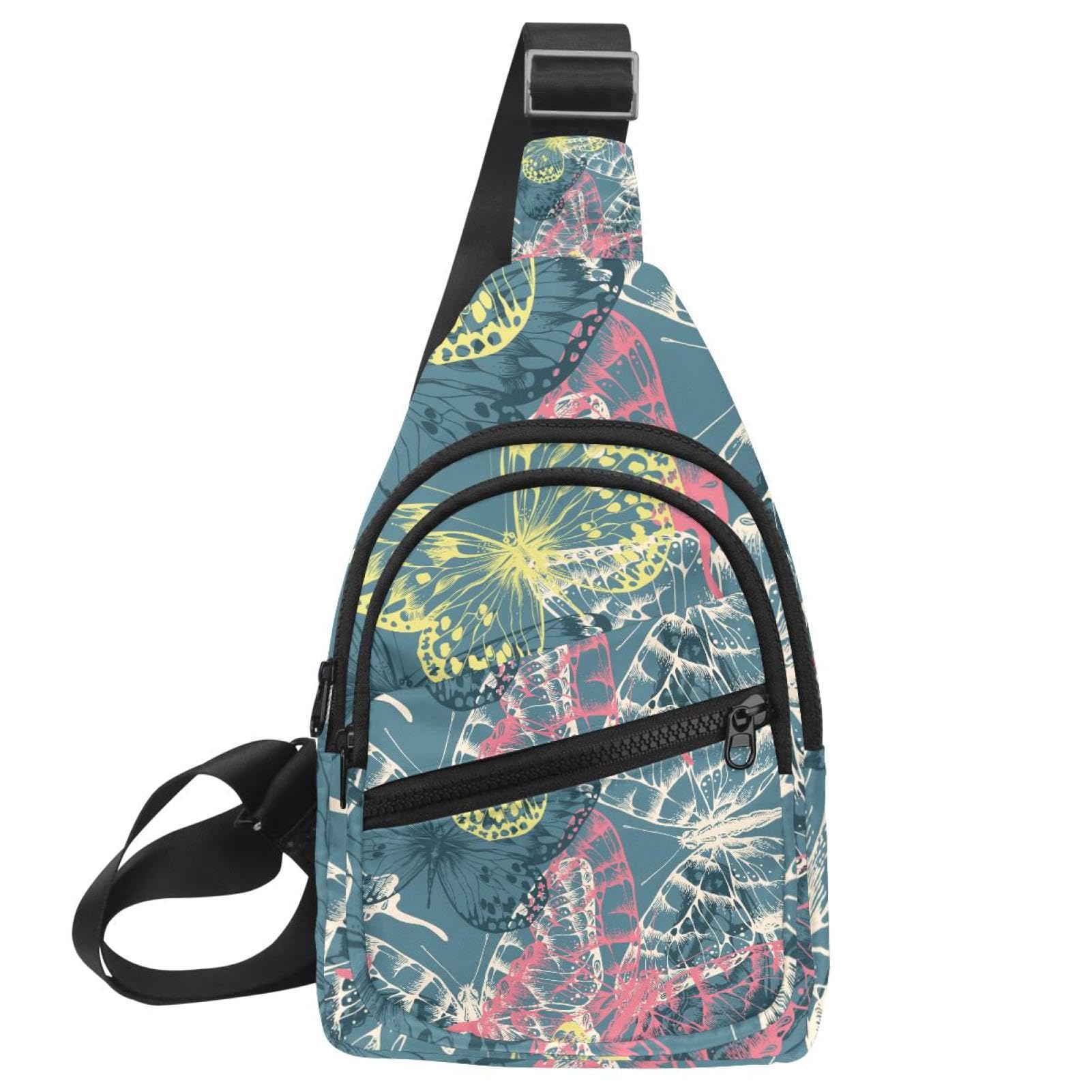 Bolsa cruzada para hombre urbana e impermeable con estampado de mariposas 7