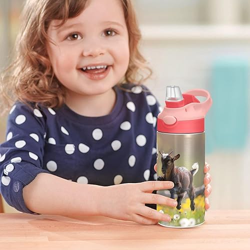 Miniatura 14 de Cute White Horses - Botella de agua para niños, botellas de agua aisladas de acero inoxidable con tapa con popote, 12 onzas, sin BPA, a prueba