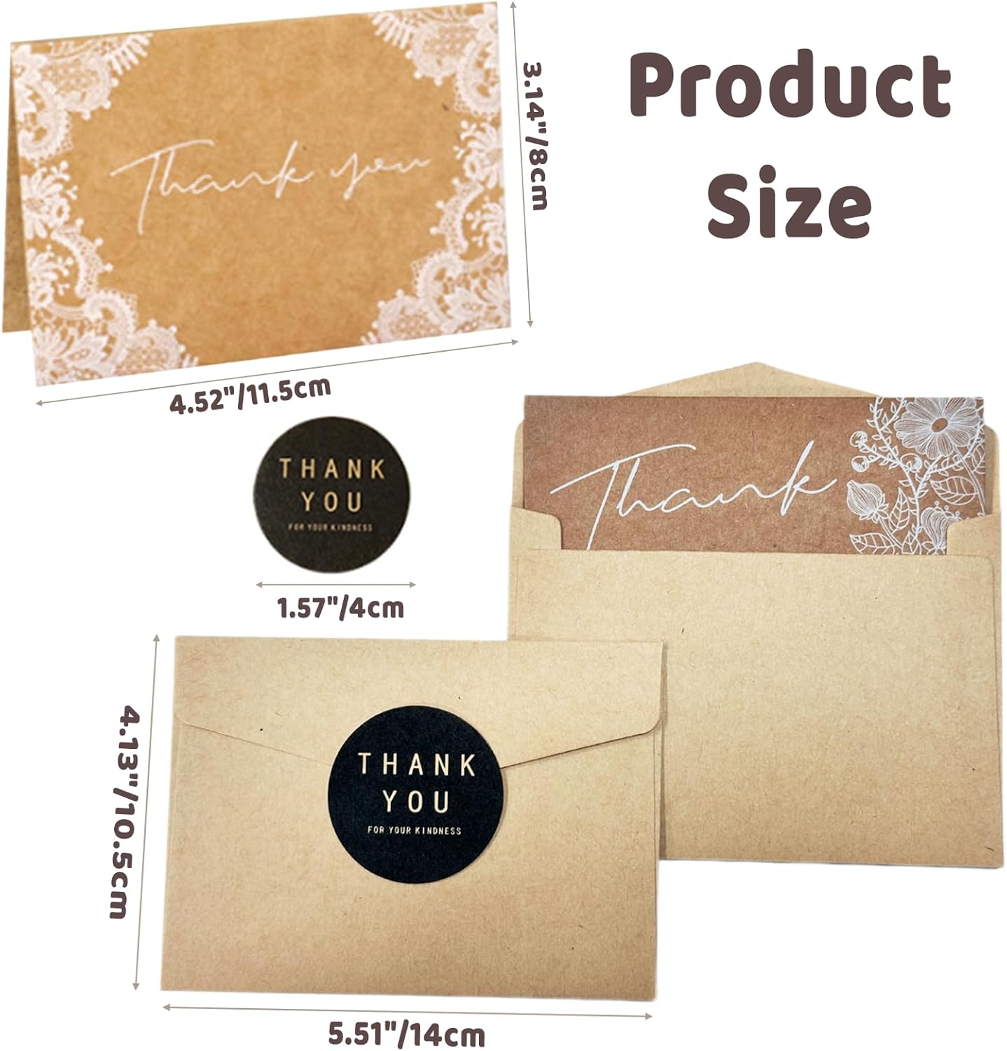 Thank You Cards with Envelopes,Teacher Appreciation Cards,Thank You Notes with Envelopes Set - Image 2