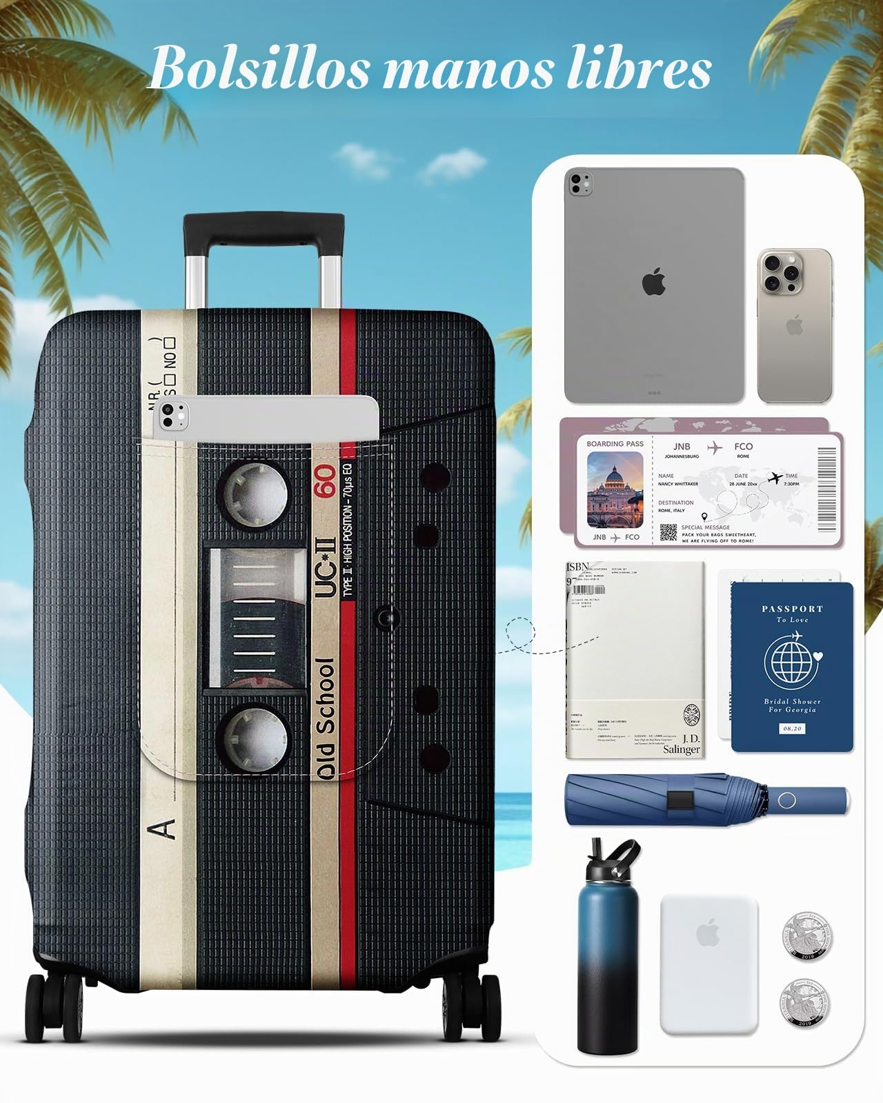 Protectores de maleta, grandes, lavables, impermeables, a prueba de polvo, funda protectora para equipaje de viaje de 18 a 30 pulgadas