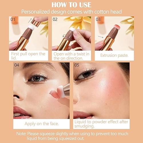 Miniatura 6 de DAGEDA Blush Beauty - Varita líquida mate para mejillas barra de rubor líquido cremoso suave con aplicador de cojín suave bolígrafo de maquillaje