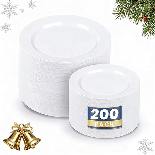 Vista 92 de WDF - Vajilla desechable de plástico para fiesta de boda, Dorado