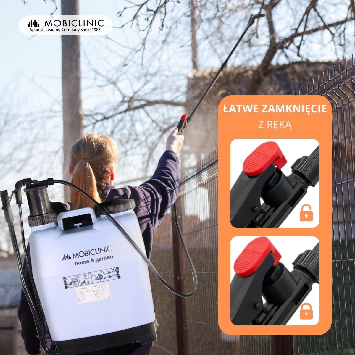 Mobiclinic®, Plecak opryskiwacz, 16 L, Ogrodnictwo, Ciśnienie Pompy, 4 Regulowane Dysze, Lekki 2 kg, Opryskiwacz, Nawadnianie, Zwalczanie Szkodników, Pielęgnacja Roślin, Fumibug