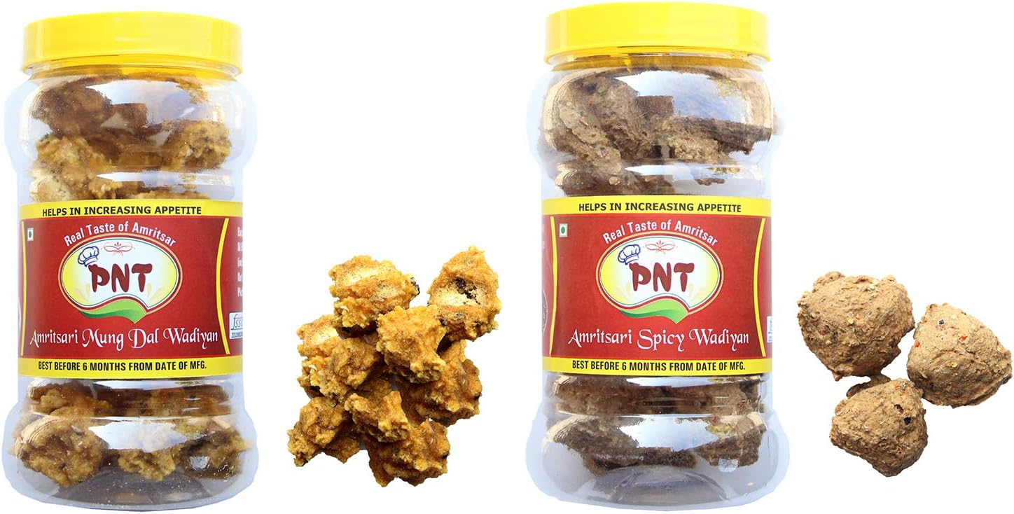 PNT Amritsari Handmade Crispy Premium Papad Wadiyan Combo (Moong Dal and Spicy Wadiyan)