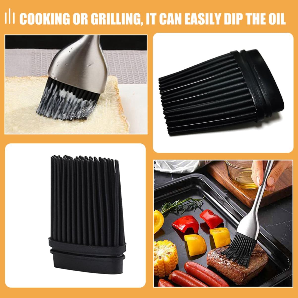 4pcs Silicone Butter Brush Bbq Brush Basting Food for Basting Grilling Heads Pastry Refills Kitchen Tool