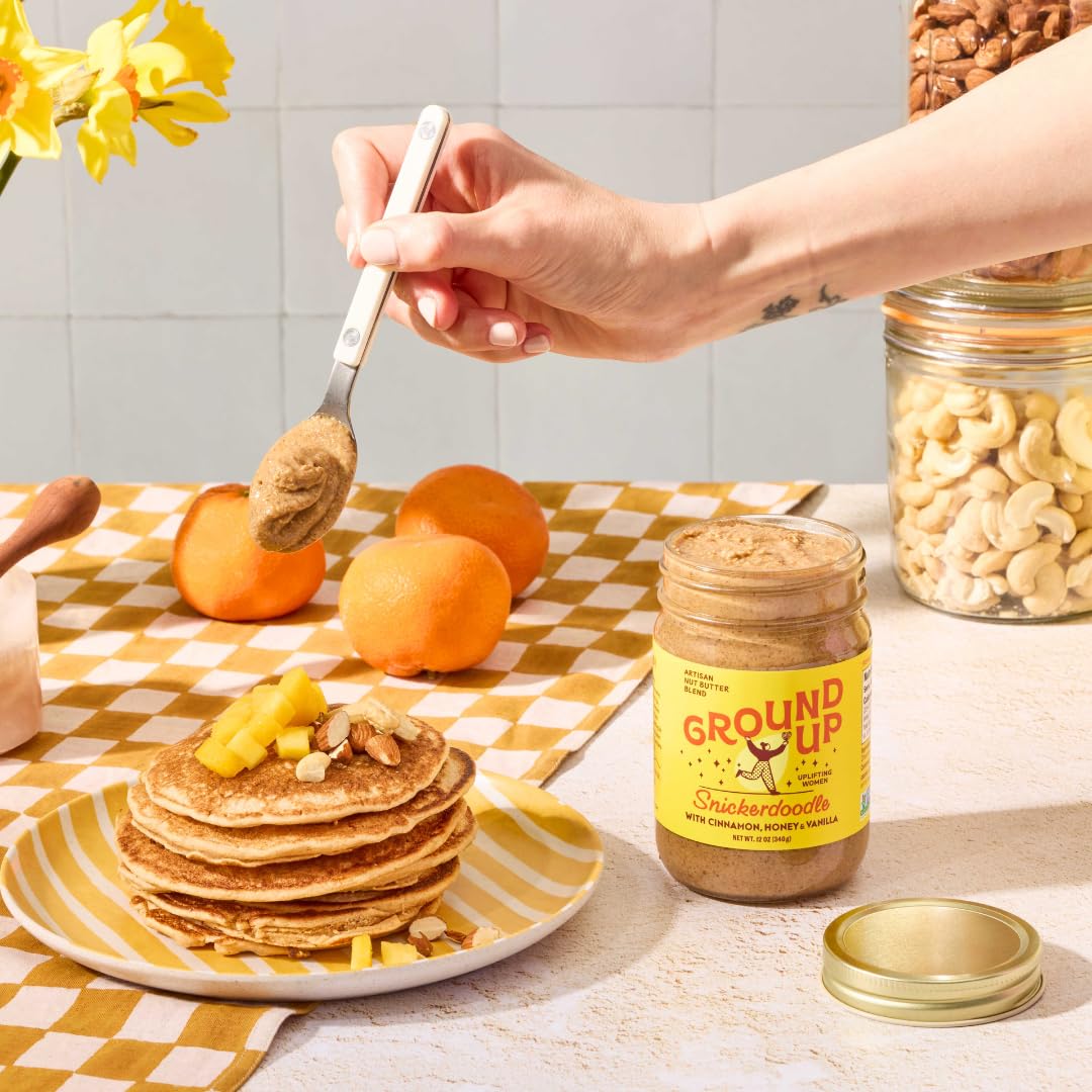 Ground Up Almond & Cashew Nut Butter - Snickerdoodle - Peanut-Free, Dairy-Free, Gluten-Free - 2 Jars 12oz