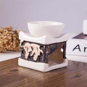 Feng Shui Zen Ceramic Essential Oil Burner Diffuser Tea Light Holder Great for Home Decoration & Aromatherapy OLBA097