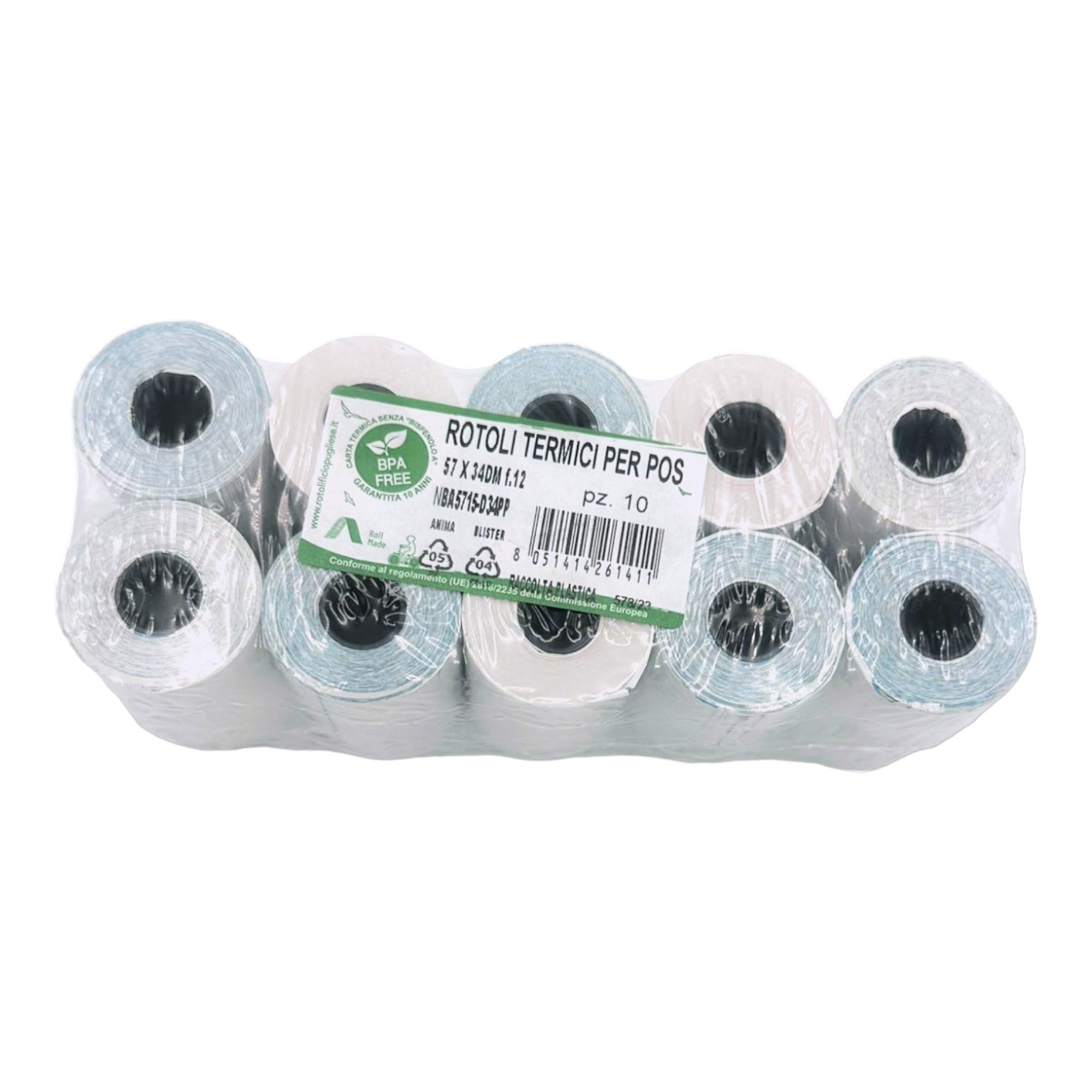 100 Rotoli termici per Pos - 57mm x 38mm, foro da 12mm (10)