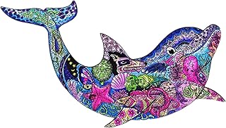 WENTUFIN - 150 Pieces Wooden Jigsaw Puzzles for Adults Large Size Wood Cut Puzzles Dolphins Wooden Jigsaw Puzzles Gift for Christmas, Adults, Family Games, Stress Relief Gifts
