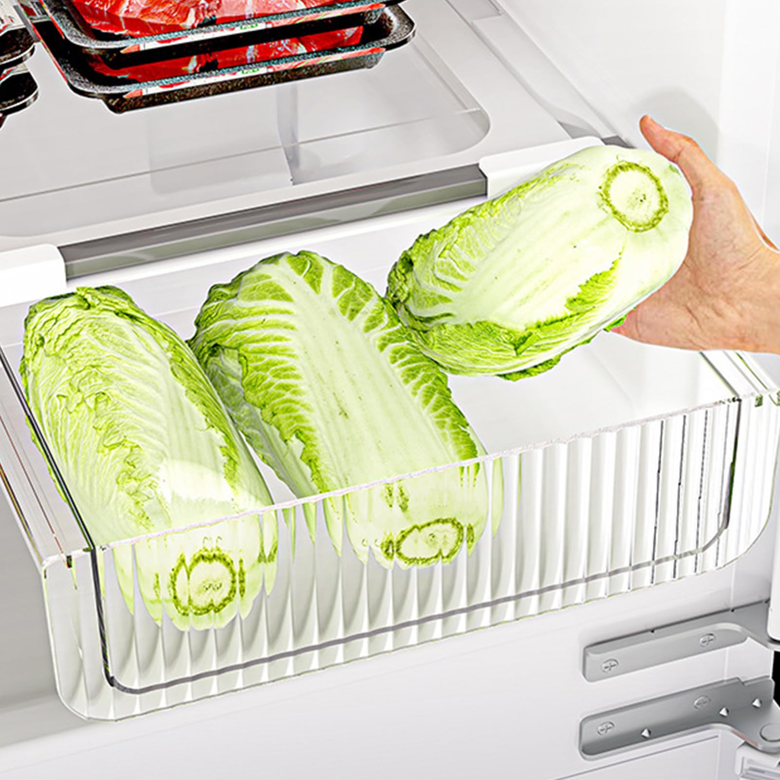 Organizzatore Frigo Con Cestini Estraibili | Plastica Trasparente, 2 Misure, Per Cassetto