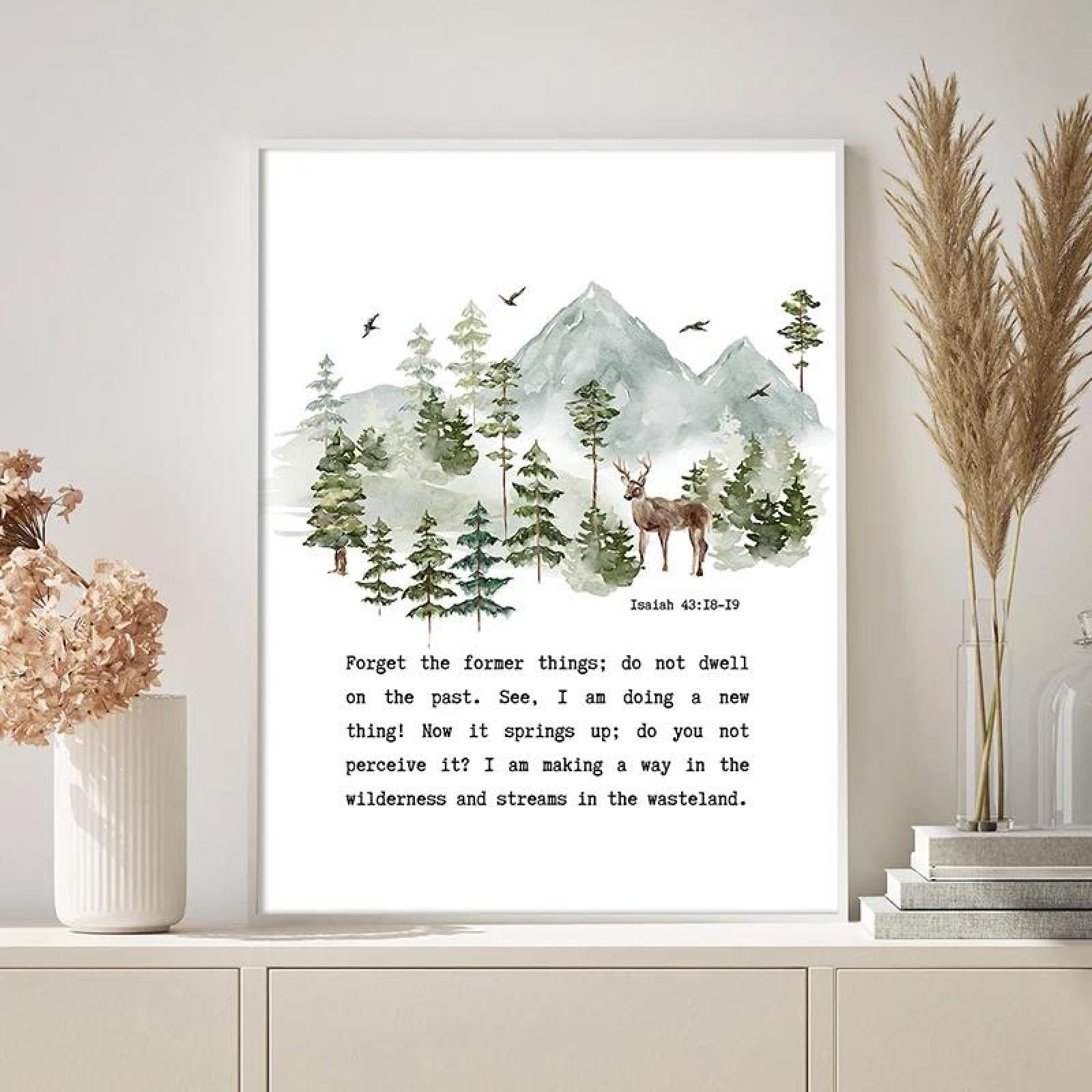 Baibexing Bible Verse Isaiah 43:18 Fear Not Quote Canvas Painting Poster And Prints Wall Art Picture Christian Wall Decor A1 50X70Cm Unframed