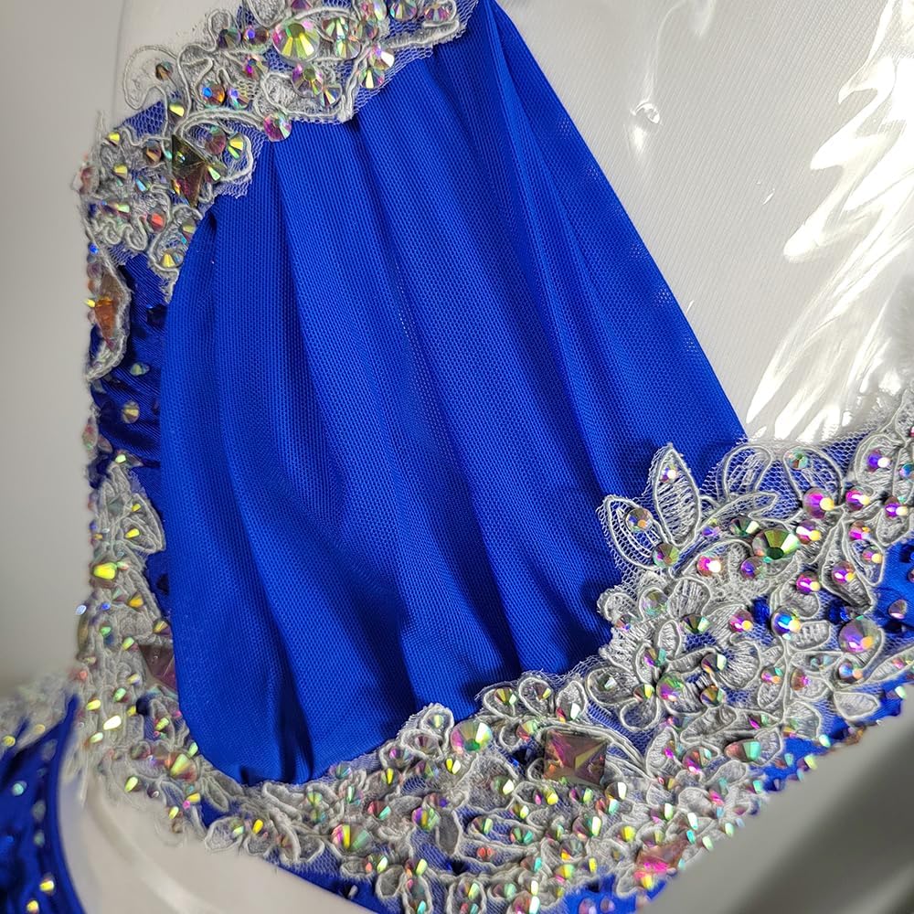 LIUHUO Modern Lyrical Dance Dress Blue Pole Dancing Dress Girl Competition Performance