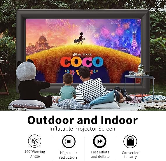 Inflatable Screen Outdoor 30ft with Air Blower, Extra Large Blow Up Projector Screen for Outside Movie Nights Home Theater Backyards Pool BBQ Party Fun, Supports Front and Rear Projection