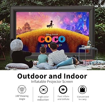Inflatable Screen Outdoor 30ft with Air Blower, Extra Large Blow Up Projector Screen for Outside Movie Nights Home Theater Backyards Pool BBQ Party Fun, Supports Front and Rear Projection