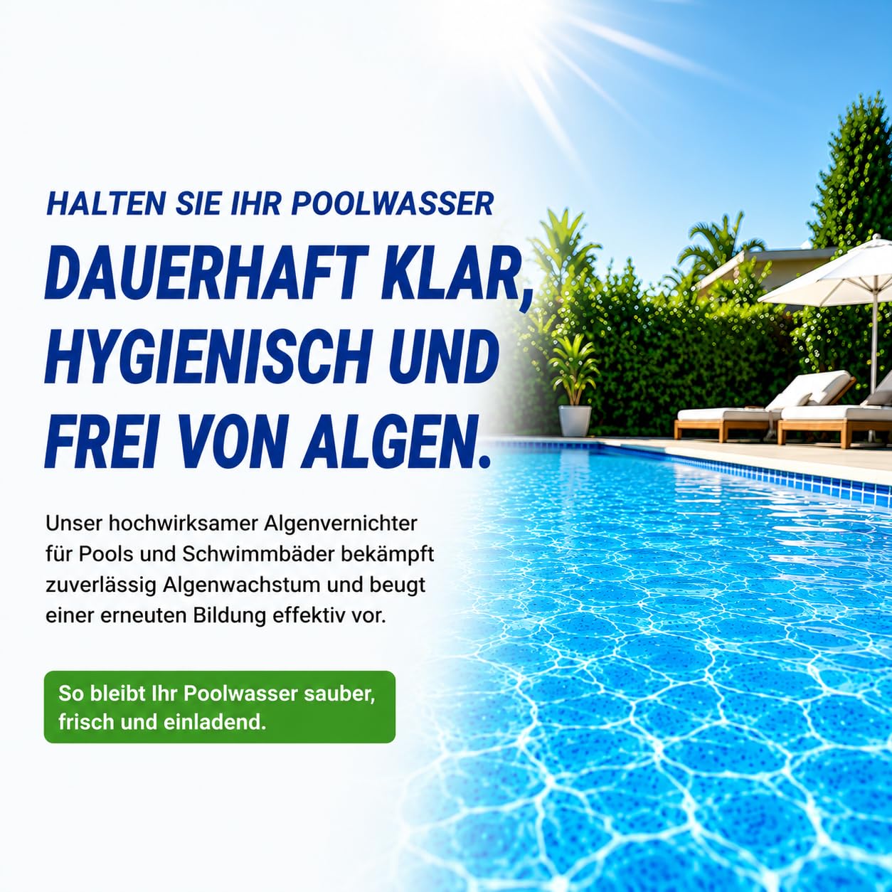 HERRLAN® ALGEN Stop PRO - 5 Liter Algenvernichter für Pool & Schwimmbad | Chlorfreies Algizid zur Algenbekämpfung im Pool, Langzeitformel für die regelmäßige Wasserpflege.