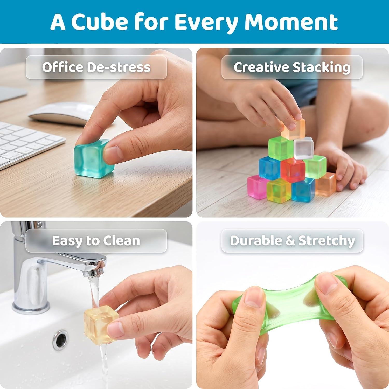 32 Pack Mini Cube Squishy Toys, Little Stress Cube Fidget Sensory Toys Bulk
