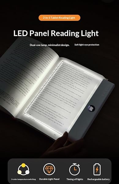Générique Lampada Da Lettura, Lampada Libro Per Il Libro Con 3 Colori E Timer, Lettura Led Lampade Lettura, Colore Della Luce Regolabile E Funzione Ricaricabile - 5