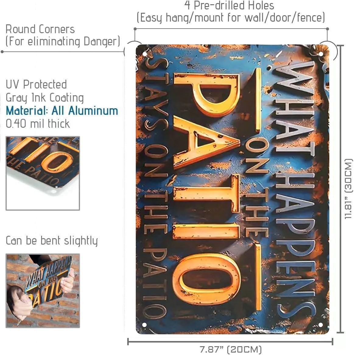 Patio Decor Metal Signs- Outdoor Decor for Patio Funny Metal Signs 8x12 Inch - Image 2