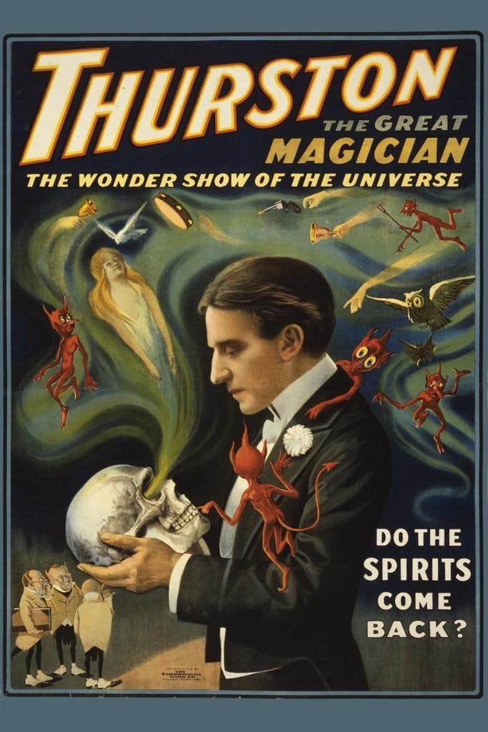 Laminated Thurston The Great Magician Skull Spirits Poster Dry Erase Wall Art 24x36